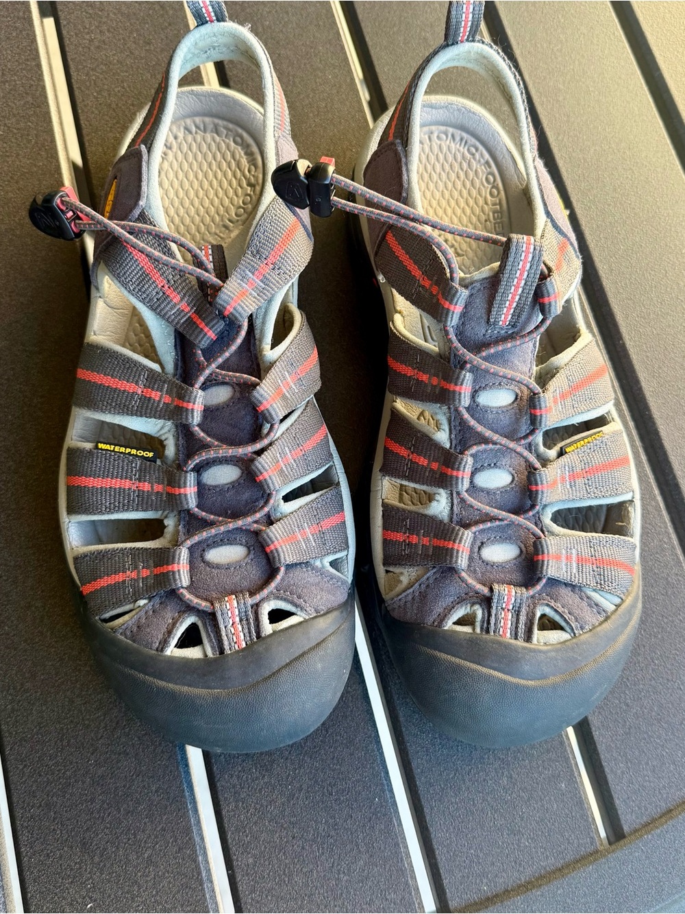 Women,s Waterproof Keen Sport Sandals - Gray with orange and Aqua Accents